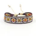 Bohemian brown woven bracelet with red and yellow geometric diamond patterns - Style O (O#)