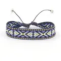 Bohemian woven bracelet with purple and yellow geometric patterns and adjustable cord - Style R (R#)