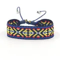 Ethnic woven bracelet featuring colorful geometric diamond patterns and adjustable blue cord - Style S (S#)