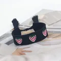 Handgeweven zwarte armband met aardbeienborduurwerk en elegante kwastjesdetails - Aardbei Stijl / Zwart