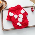 Festlicher roter Strickpullover für kleine Hunde und Katzen mit warmem Grobstrickmuster - XS-Brust 30cm, Länge 20cm (ca. 1-1,5kg) / Neujahrspullover - Schleifen-Stil