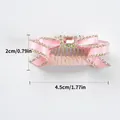 Pink ribbon bow pet hair clip with rhinestones and gold glitter, 4.5cm width size detail - 1pc Sparkling Gem Bb Clip - Foundation