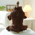 Bruine wafelgebreide trui voor kleine honden en katten met hoge kraag en opening - XS / koffiekleur