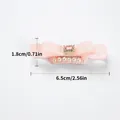 Pink ribbon dog hair clip with faux gemstone and pearls measuring 6.5cm in width - Pink Gem Double Bowknot BB Clip