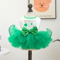 Pet dog St. Patrick's Day dress with green tulle skirt and clover print for small dogs - XS / Lucky Elf Tutu Skirt