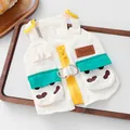 Workwear pet vest with zipper and green pockets on wooden tray for small dogs - XS / Off White