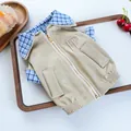 Plaid collar pet jacket with zipper and embroidered letter for small dogs and cats - XS / Plaid Turn-Down Jacket (Khaki)