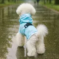 Chubasquero azul claro con capucha para perros pequeños y hebilla ajustable trasera - XS / Estilo Protección de Barriga / Azul claro