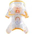 Transparent waterproof pet raincoat with colorful rainbow prints and yellow elastic cuffs - XS / Rainbow Raincoat-Yellow