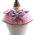 Pink pet kindergarten cape for cats and dogs featuring a plaid bow and soft texture - L / Pink
