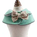 Mint green pet school cape with plaid bowknot for small dogs and cats - M / Green