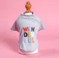 Light gray pet T-shirt featuring a colorful WONDERFUL print for dogs and cats - Gray (Wonderful Print)