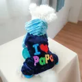 Donkerblauwe fleece hondenpyjama met I Love Papa borduursel voor kleine honden - L / Ik hou van Papa