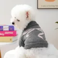 Suéter de punto gris para perros pequeños con un gran lazo rosa en la espalda - Suéter con Lazo Estilo Coreano - Gris