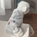 Detail van grijze hondenhoodie met kleurrijke Wonderful-tekst op kleine hond - XS / Grijs Wonderful Hoodie