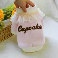 Pink pet cupcake hoodie with yellow lace collar and white ribbed cuffs for dogs and cats - XS / Pink