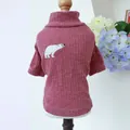 Maroon pet turtleneck sweater featuring cute polar bear embroidery for dogs and cats - XS (Weight 1.5kg) / Little White Bear Embroidery / Pink Purple
