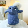 Navy blue lamb velvet dog hoodie with 3D elephant design and cute animal ears - XS / Dark Blue (Shark/Elephant)