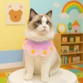 Pink pet bib with yellow heart accents and purple trim for cats and small dogs - Pink Purple Heart Bib
