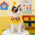 Cute yellow pet bandana with 3D bear ears and scalloped edges for cats and small dogs - Yellow Bear Ear Bib