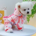 Disfraz de dinosaurio rosa tie-dye para perro de forro polar suave y cálido para mascota - XS / Rosa Casual