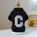 Black pet sweatshirt with silver glitter letter C detail on soft knit fabric - XS / Letter C Hoodie (Black)