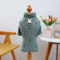 Light green pet sweater with black anchor print and metal D-ring for leash attachment - XS (Weight 1.5kg) / Green Anchor Style