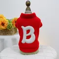 Red warm fleece pet sweatshirt featuring a white letter B on a wooden model stand - XS / Letter B Hoodie (Red)