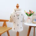 Nautical cream pet shirt with anchor print, red polka dots, and metal D-ring leash attachment - XS (Weight 1.5kg) / Beige Anchor Style
