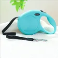 Retractable sky blue dog leash with ergonomic handle and nylon strap for small large pets - Basic Style / Green