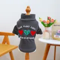 Grey high-neck pet sweater with colorful Valentine embroidery on a model stand - XS (Weight 1.5kg) / Tops / Love and Peace Base Shirt - Gray