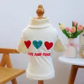 Cream ribbed knit dog sweater with Love and Peace heart embroidery on wooden pet hanger - XS (Weight 1.5kg) / Tops / Love and Peace Base Shirt - White