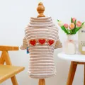 Brown striped pet turtleneck sweater with red sequin hearts for small dogs and cats - XS (Weight 1.5kg) / Tops / Heart Cookie Base Shirt