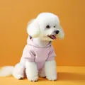 Close-up of light pink pet hoodie showing ribbed cuffs and soft knit texture on a dog - XS / Pink