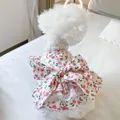 Floral pet princess dress with pink flowers and a large back bow for small dogs - Little Rose Floral Dress