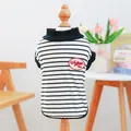 Classic black and white striped pet vest with vintage embroidery on a ribbed knit fabric - XS / Black and White Stripes with Vintage Patch
