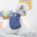 Blue and white striped pet vest with D-ring and Good! Good! Good! patch for small dogs - XS (Weight 1.5kg) / Traction D-Ring-Navy White Stripe