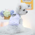 Striped pet t-shirt in lavender and white with a silver D-ring for leash attachment - XS (Approx. 1-1.5kg) / Traction Vest / Purple & White Stripes