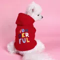 Rode huisdier hoodie met kleurrijke WONDERFUL print voor kleine honden en katten - XS / Donkerrood Wonderful Hoodie