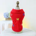 Polo rouge pour chien avec broderie ours et ancre en coton piqué respirant - XS / Rouge