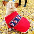 Christmas dog sweater with red knit fabric and Santa Claus pattern for autumn winter - S / Christmas Santa Red Sweater