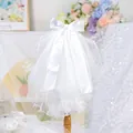 Eleganter weißer Satin-Schleier mit Tüllschichten für kleine Hunde zur Hochzeit - Einheitsgröße / Weiß (Rollsaum-Schleier)