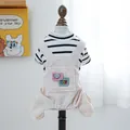 Conjunto de suéter a rayas para perro y mono de pana para mascotas pequeñas en blanco - XS / Peto de Rayas Blancas y Negras