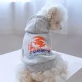 Light gray cotton hoodie for dogs and cats featuring an orange palm tree graphic - Grey Summer Paradise Hoodie