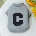 Grey pet sweatshirt with a black glitter letter C on a soft white plush background - XS / Letter C Hoodie - Grey
