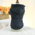 Detail of solid dark grey pet hoodie with functional kangaroo pocket and ribbed cuffs - Smoke