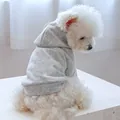 Gray hooded pet sweatshirt for small dogs with ribbed hem and soft cotton blend fabric - Light Gray