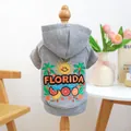 Sweat à capuche gris clair pour animaux en maille gaufrée avec broderie Florida - Sweat à Capuche Florida Orange