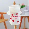Gilet blanc pour animaux avec broderie Sweet Heart et anneau en D pour attacher la laisse - Sweat à Capuche Sweet Heart