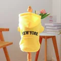 Sweat à capuche jaune pour animaux avec broderie New York en tissu polaire doux - Sweat à Capuche New York - Jaune